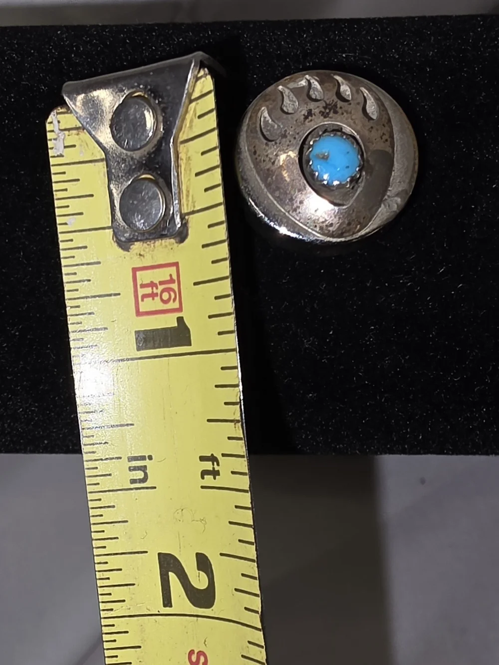 Vintage Sterling Silver Turquoise Bear Paw Button Set(5) - Blue